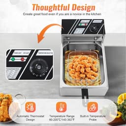 Elektrische Friteuse - Olie Frituur - Thuis Frituren - Traploze Temperatuur - 6 Liter Inhoud - Zilver — thumbnail 2