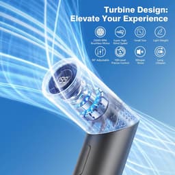 Draagbare handventilator, mini-turbo-ventilator, 199 snelheden, oplaadbaar, USB, inklapbaar, 90 graden, kleine ventilator, voor tafel, bureau en hals, voor thuis, kantoor, school, outdoor - grijs — thumbnail 4