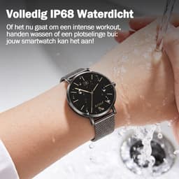Synyq Liva AMOLED Smartwatch Dames – 40mm – 3 Bandjes - Horloge Dames – Stappenteller - Sporthorloge Dames - Hartslagmeter - Bloeddrukmeter - Slaapmonitor - Geschikt voor iOS/Android - Black — thumbnail 2