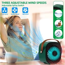 Draagbare mini-luchtkoeler (draadloos) – USB-oplaadbare ventilator – Draagbare airco voor slaapkamer, camping en auto – Eenvoudig in gebruik — thumbnail 2