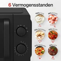 Jensaro Luxe Compacte Magnetron 20 Liter - 700W - Solo Magnetron met Draaiplateau - Mechanische Bediening & Ontdooifunctie - Zwart — thumbnail 3