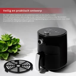 SNJY® Mini Airfryer - Airfryer Klein - Camping Airfryer - 2,5 Liter - 1200W - Zwart — thumbnail 2