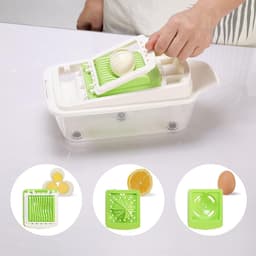Multifunctionele Mandoline - Keukenmachine Groente - Maaltijd Voorbereiding - 19-in-1 Wisselbare Messen - 1.3 Liter Capaciteit - Groen Wit — thumbnail 2