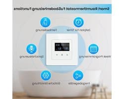 Slimme thermostaat - Kamerthermostaat vloerverwarming - Energie besparen - App en spraakbesturing - 55 mm standaard - Wit