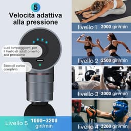 Massage gun mini stil met 4 massagekoppen, spiermassage apparaat met USB-C opladen, draagbare spierontspanner 3200 RPM met tas — thumbnail 4