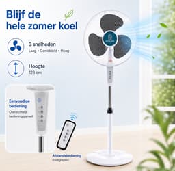 Lifero Staande Ventilator 65W - Ventilatoren - Verstelbaar 3 Standen - Vloerventilator - Koelventilator op Statief - Ventilatie — thumbnail 3