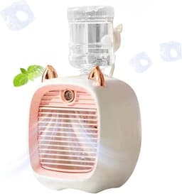 Compacte verdampingsluchtkoeler met 50 ml watertank, USB-gevoed persoonlijk bureaukoelapparaat, 3 windsnelheden en stille werking, geschikt voor thuis en kantoor（Roze） — thumbnail 3