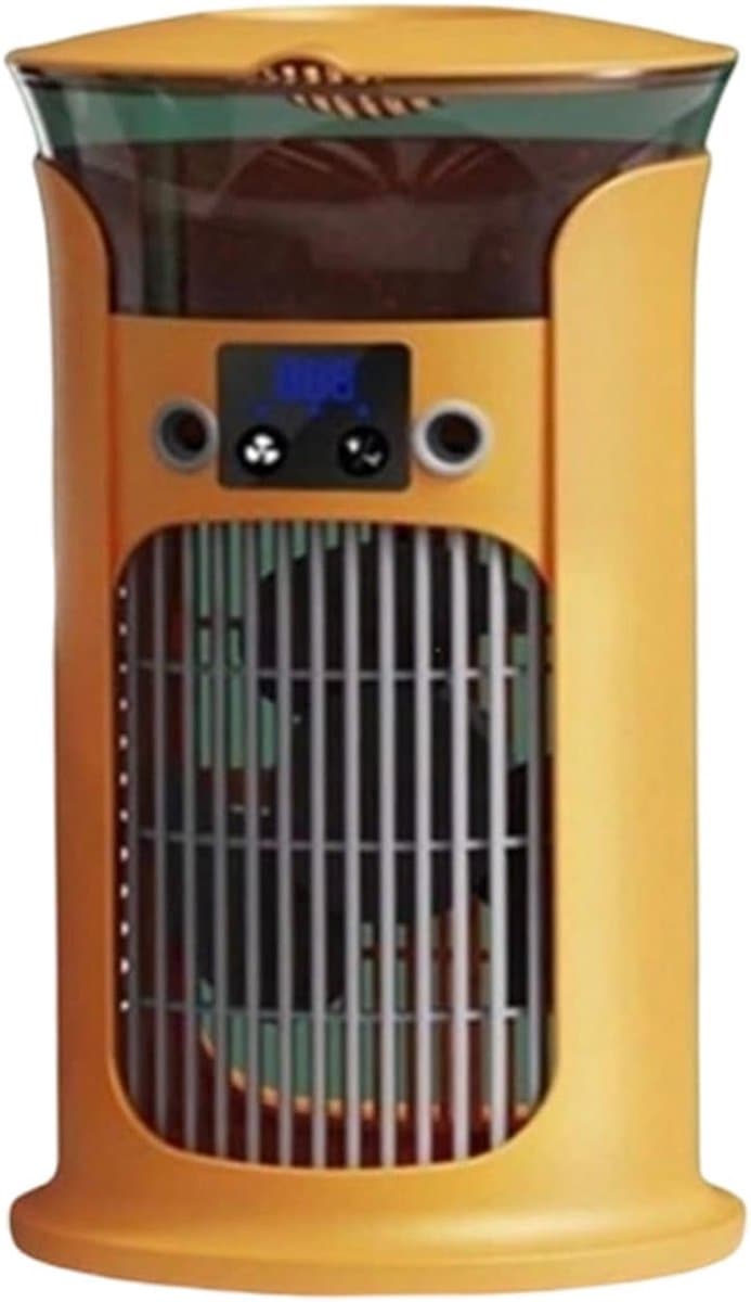 Mobiele airco Luchtkoeler - Luchtkoelerventilator - Verdampingskoeler-aircooler-luchtkoeler- Stille werking oscillatie - 3 snelheidsstanden - Watertank van 880 ml - Koelventilator voor slaapkamers, kantoren en woningen - 15,3 x 20,5 cm - Geel — afbeelding 1