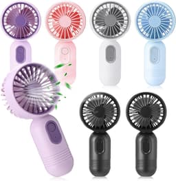 Set van 7 mini draagbare ventilatoren, schattig en lichtgewicht, kleine persoonlijke wimperventilatoren, 3 windsnelheden, USB oplaadbaar, unisex, geschikt voor make-up binnen en buiten en op reis (meerdere kleuren) — thumbnail 1