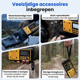 Siltcon® Noodradio Solar Opwindbaar - Solar Powerbank - 5000mAh - Radio DAB+/FM - Radio Noodpakket & Kamperen - Bluetooth + AUX - USB-A - USB-C - Zaklamp + SOS - Weeralarm - Thermometer - Compass - Incl. Oplaadkabels Telefoon & Waterdichte opberghoes — thumbnail 5