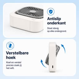Draagbare Bureauventilator - Lichtgewicht USB-C Ventilator - Handventilator Oplaadbaar - Mini Tafel Ventilator - 3 Standen - Mini Desk Fan - Compacte Kleine Oplaadbare Ventilator - voor Auto, Kantoor & Onderweg - Handwaaier - Wit - Silvergear — thumbnail 2