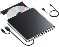 Externe Schijf - Schrijver Lezer - Dvd's Afspelen - Plug-and-play - 15.5 x 16 cm - Zwart