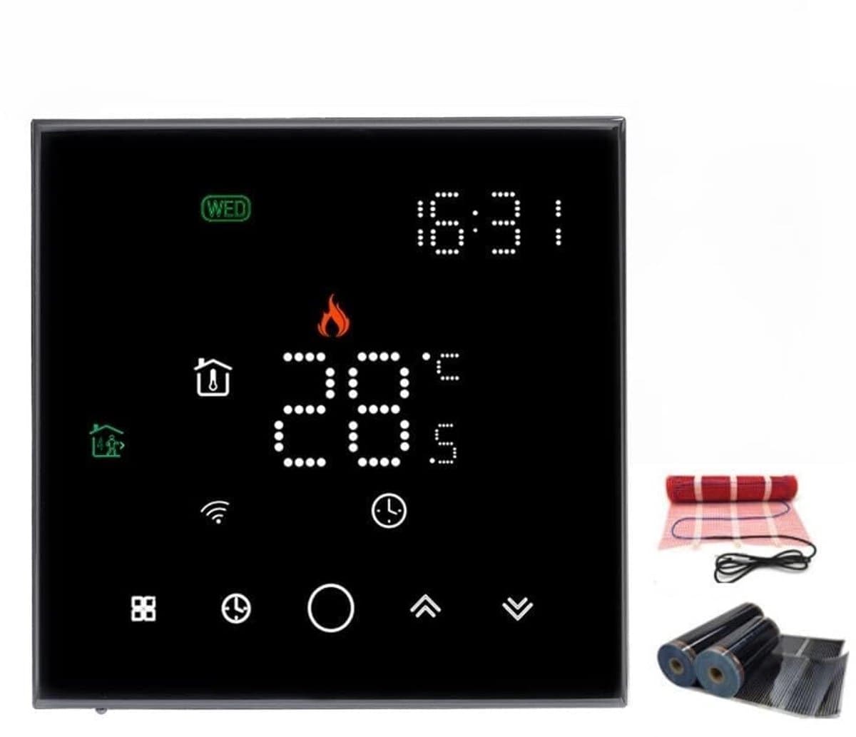 Digitale Thermostaat - Slimme Regelaar - Verwarming Instellen - Wifi App Bediening - 16A - Zwart — afbeelding 1