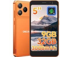 OSCAL FLAT 3C Mini Smartphone - 4G AI - DUAL SIM - 12GB RAM - 32GB ROM - Android 16GO Telefoon - 5 inch - 3000mAh - 2MP+5MP - GPS - Oranje