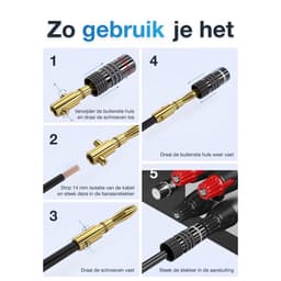 Qost - Banaanstekker - 8 Stuks - Gold Plated - Banaan Stekker - Luidspreker Stekker – Voor Versterker & Speakers — thumbnail 4
