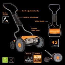 Kooimaaier - Cilindrische grasmaaier - Gazononderhoud - Contactloos maaisysteem - 43 cm maaibreedte - Zwart oranje zilver — thumbnail 3