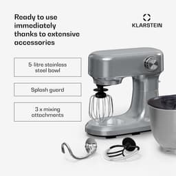 Staande Mixer - Keukenmixer Deegmixer - Bakken en Koken - Planetaire Mengbeweging - 5 Liter Kom - Zilver — thumbnail 3