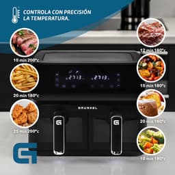 Airfryer met Dubbele Mand - Heteluchtfriteuse Dubbel - Gezond Koken - 8 Programma's - 8 Liter - Zwart — thumbnail 4