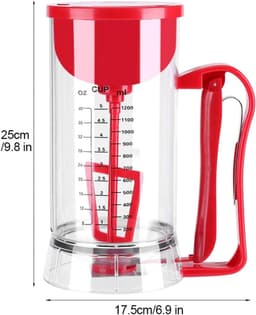 Elektrische Beslagdispenser - Mixer Dispenser - Bakken Maken - Automatische Menger - 1200 ml - Rood — thumbnail 5