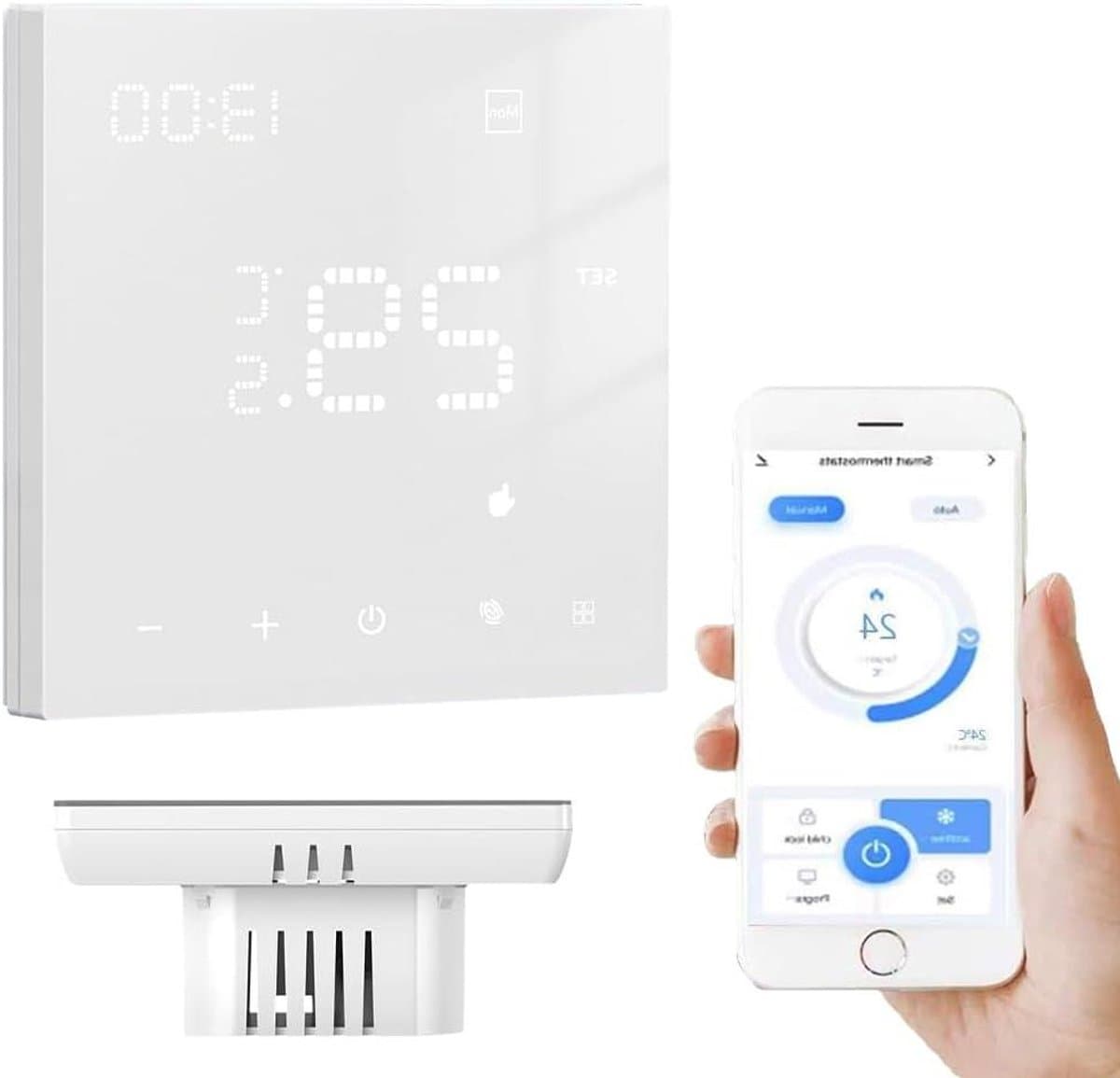Slimme Thermostaat - Vloerverwarming Regelaar - Comfort Thuis - App & Spraakbesturing - 100-240V - Wit — afbeelding 1