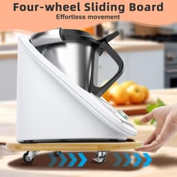Keukenmachine Plank - Glider Board - Gemakkelijk Verplaatsen - Met Wielen en Handgrepen - 36 cm - Houtkleur — thumbnail 4