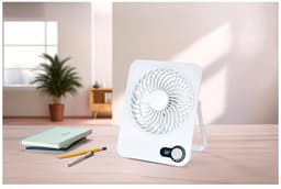 TRONIC® Mini-ventilator 17,5 cm - Werkt op accu - Windkracht: 0-100% - Afmetingen: 14 x 3,7 x 17,5 cm — thumbnail 2