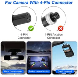 USB naar 4-pins back-up camera-verlengkabel 1 m - USB 2.0 A stekker - voor dashcam en achteraanzicht camera - ShopVlot — thumbnail 3