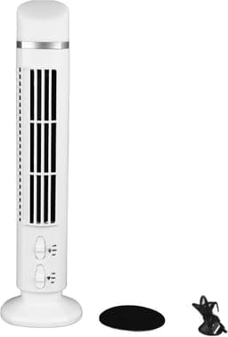Bladloze Torenventilator - Draagbare Ventilator - Bureau Verkoeling - Geïntegreerde Verlichting - 10x11x39 cm - Wit — thumbnail 4
