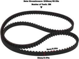 Gekartelde Riem 1248 mm - Compatibel met Stiga Park 220 95 EL QF - Breedte 12 mm - Tandhoogte 8 mm - Aantal Tanden 156 - Isometrisch Zaagtandpatroon - Grasmaaier Riem — thumbnail 5