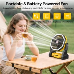 Draadloze Campingventilator met LED-lamp – Koele lucht en verlichting, waar je ook bent — thumbnail 4