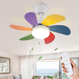NETTLIFE Plafondventilator Met Verlichting - E27 - Kleurrijk - 6 Bladen Ventilator - met Afstandsbediening - 75cm - Timing Plafondlamp - Voor Woonkamer | Slaapkamer | Keuken | Eetkamer-excl. lichtbron — thumbnail 1