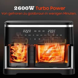 Dubbele Airfryer XXL - Heteluchtfriteuse Dubbel - Gezond Koken - Sync Finish Dual Cook - 11 Liter - Zwart — thumbnail 3