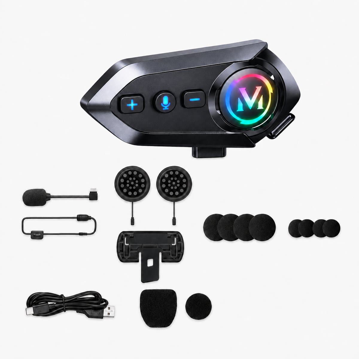 Motorhelm Headset Bluetooth - Draadloze Helm Communicatie - Met Microfoon - Handsfree Bellen en Muziek Luisteren - Waterdicht Ontwerp - Geschikt voor Motor en Scooter - X12 Zwart — afbeelding 1
