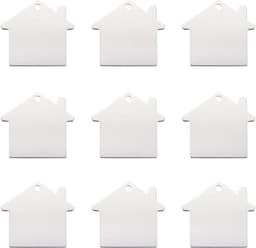 Set van 10 aluminium blanco stempel tags hangers van 35x38,5x1 mm, ideaal voor het maken van DIY sieraden met een lichte en duurzame afwerking — thumbnail 1