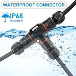 3-polige kabelconnector, waterdicht IP68, T-vormige kabelconnector, waterdicht, 3-polige aardkabel, aansluitmof voor kabeldiameter 3-12 mm, 2-voudige waterdichte aansluitdoos voor tuin en — thumbnail 4