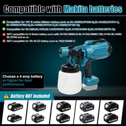 Accu-verfspuitapparaat 200 W - 1 liter reservoir - 4 mondstukken - draadloos en compatibel met Makita - ShopVlot — thumbnail 2
