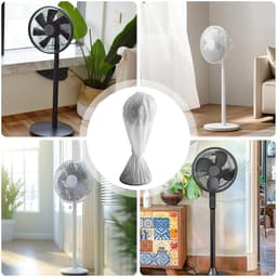 2 stuks Stofkappen - Waterdichte ventilatorkap - Stofwerende ventilatorkap - Ventilator niet inbegrepen - Ronde ventilatorkap - Volledig omsloten - Herbruikbaar - Voor vloerventilatoren, tafelventilatoren, industriële ventilatoren (60*145 cm - Wit) — thumbnail 3