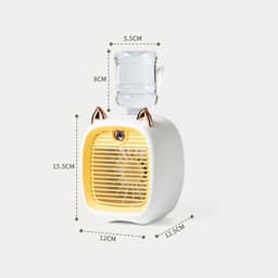 KZQ Oplaadbare Mini Usb Bureauventilator Met Luchtbevochtiger En Verneveling, Schattig Dierontwerp, Verstelbare Wind, Geel — thumbnail 2