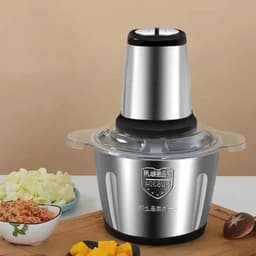Elektrische Vleesmolen - Keukenmachine Hakker - Snel Ingrediënten Snijden - 2 Snelheden Instelbaar - 2 Liter Kom - Zilver — thumbnail 2