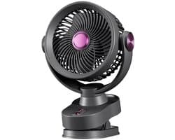 Ventilator - Oplaadbare ventilator - clip on ventilator - 2400mAh USB oplaadbare ventilator - 3 windsnelheden - LED-nachtlampje - Stille werking, geschikt voor bureaus, slaapkamers en kamperen - Grijs