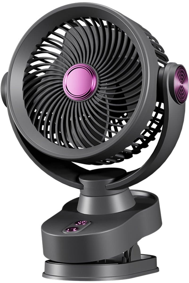 Ventilator - Oplaadbare ventilator - clip on ventilator - 2400mAh USB oplaadbare ventilator - 3 windsnelheden - LED-nachtlampje - Stille werking, geschikt voor bureaus, slaapkamers en kamperen - Grijs — afbeelding 1