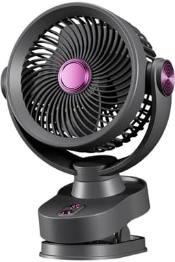 Ventilator - Oplaadbare ventilator - clip on ventilator - 2400mAh USB oplaadbare ventilator - 3 windsnelheden - LED-nachtlampje - Stille werking, geschikt voor bureaus, slaapkamers en kamperen - Grijs — thumbnail 1