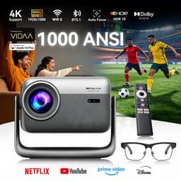 Blackview PV1000 Max+ BV200 - Beamer + AI Slimme Zonnebril - 18000 Lumen 4K Decodering Dolby Audio TOF Autofocus 360° Gimbal - Thuis & Buiten cinema Spelmodus VIDAA OS Netflix Disney+ - Complete bundel — thumbnail 1