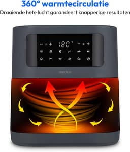 Airfryer 5,2 Liter – Heteluchtfriteuse – 9 Automatische Programma's – Digitaal Touchscreen – 2150W Matgrijs — thumbnail 4