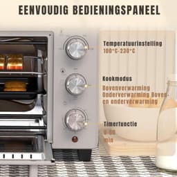Mini Oven - Tafeloven - Koken en Bakken - Instelbare Temperatuur - 21 Liter - Zilver — thumbnail 2