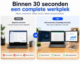 Portable Monitor - Draagbare Monitor 2x 16 Inch - 1920x1200P - One Cable Solution - Tri Screen Laptop scherm Uitbreider - Extra scherm Laptop - Plug and Play - Nuvara — thumbnail 2