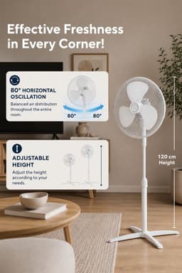 Asir - Staande Ventilator/Fan - 100% ABS - 42.1 x 10.5x 56.3 cm — thumbnail 3