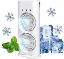 LISM-Draagbare 3-in-1 oplaadbare sproeier met dubbele ventilator, watertank en 3 sproeikoppen - Wit — thumbnail 2