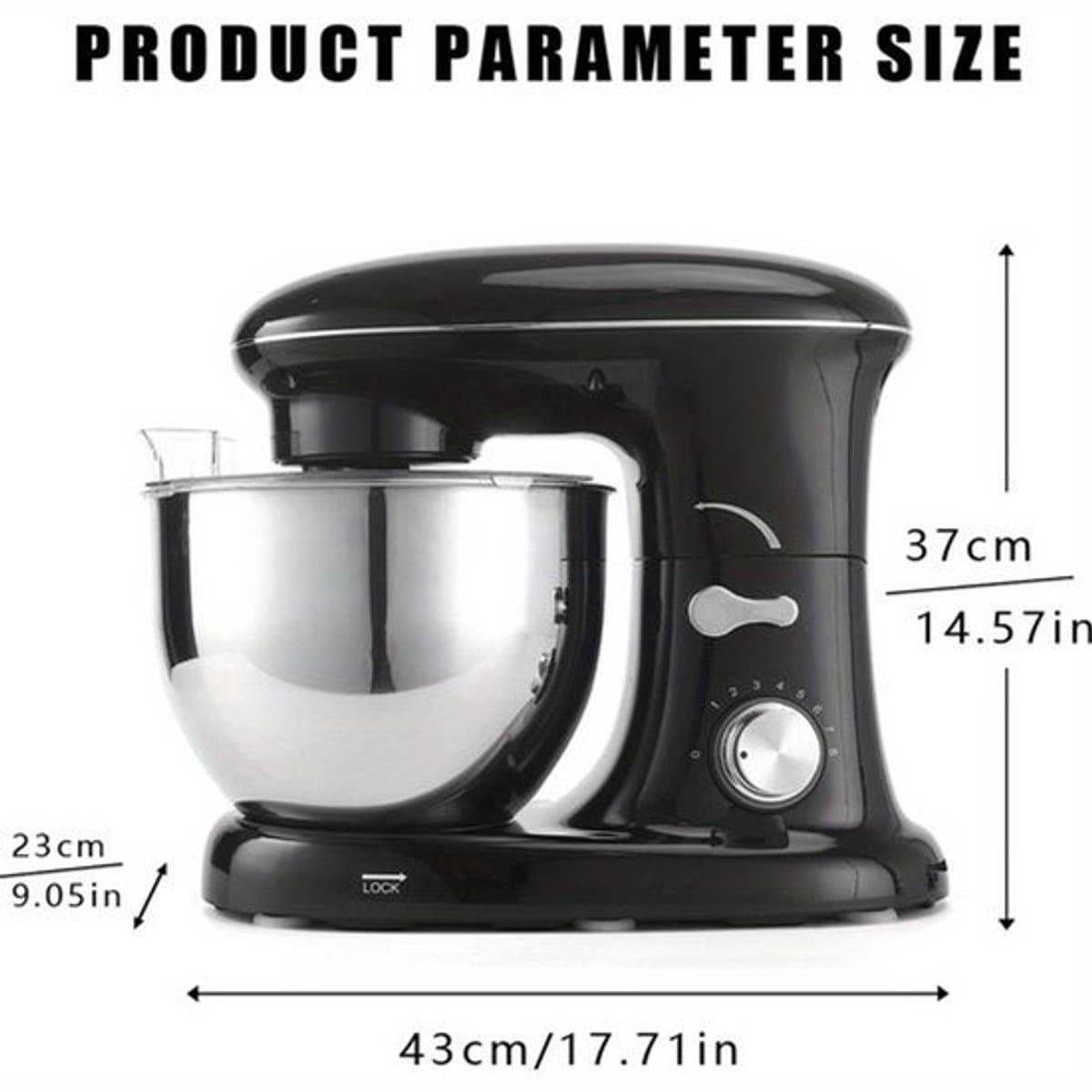 Keukenmixer – Mengmachine – Bakmixer – Deegkneder – Standmixer – 1400W Krachtige Motor – 4,5 Liter RVS Mengkom – Zwart — afbeelding 1