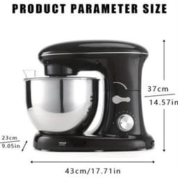 Keukenmixer – Mengmachine – Bakmixer – Deegkneder – Standmixer – 1400W Krachtige Motor – 4,5 Liter RVS Mengkom – Zwart — thumbnail 1
